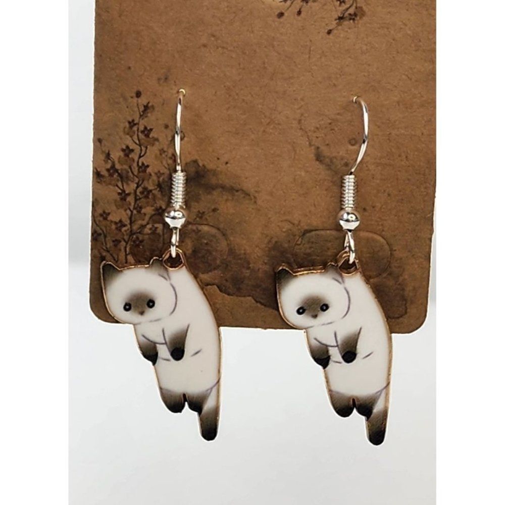 NEW, handmade Siamese Cat Earrings